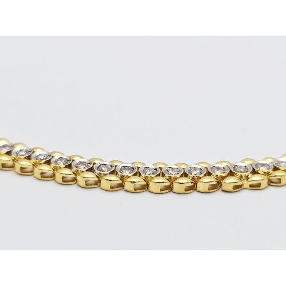 Unique 18K Solid Yellow Gold Designer Diamond Tennis Link Chain Necklace - 16" L - Picture 14 of 16